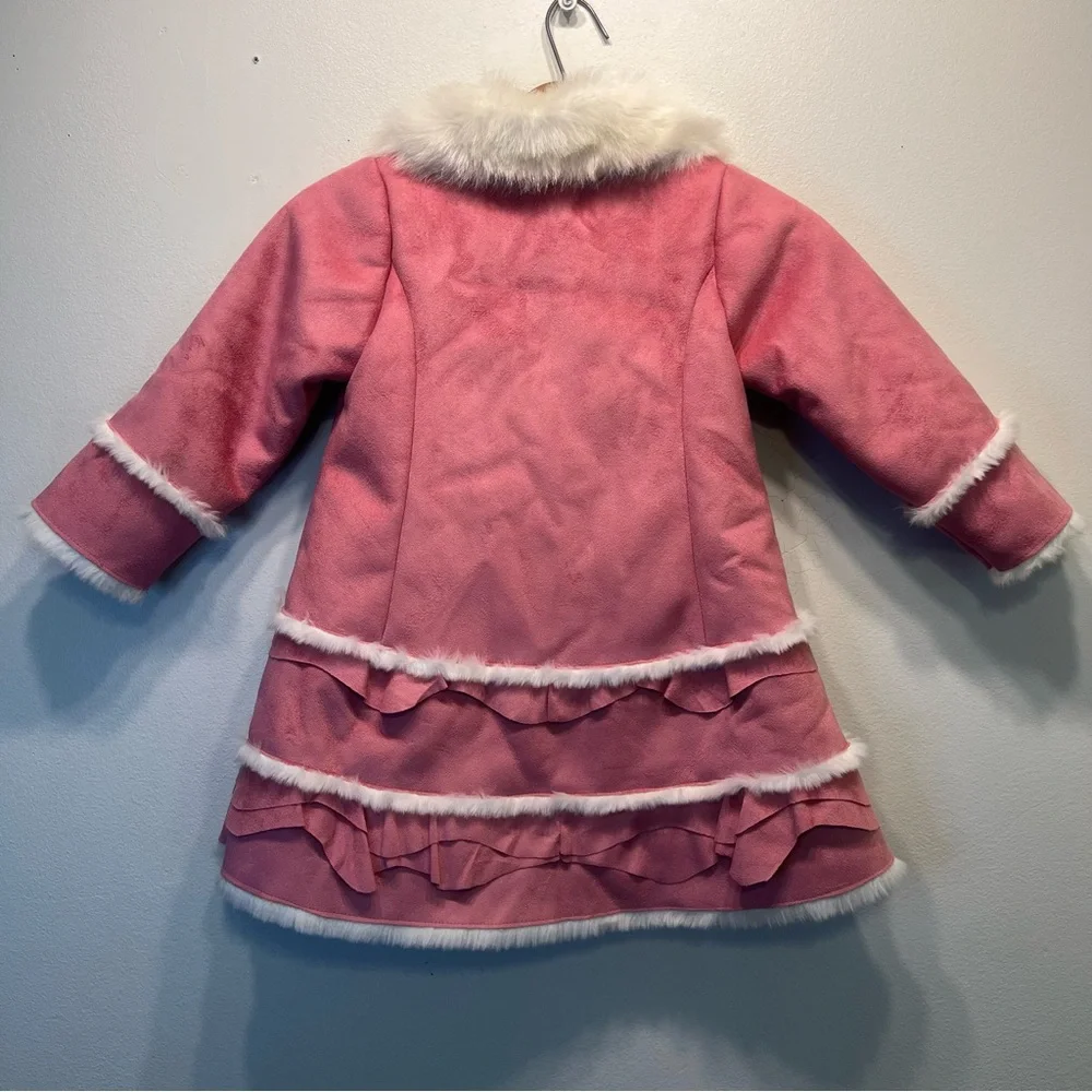 Donna Salyers' Fabulous Furs Girl's Pink Faux Suede & Fur Coat Size XS $140